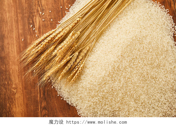 粮食木纹大米米粒麦穗麦子五谷杂粮丰收配图谷物丰收节